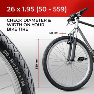 Fincci 26x1.95 Slick Bike Tires & Tubes - 50-559mm Kevlar