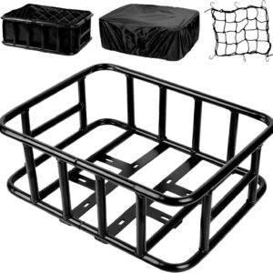 Large Rear Bike Basket with Cargo Net & Cover