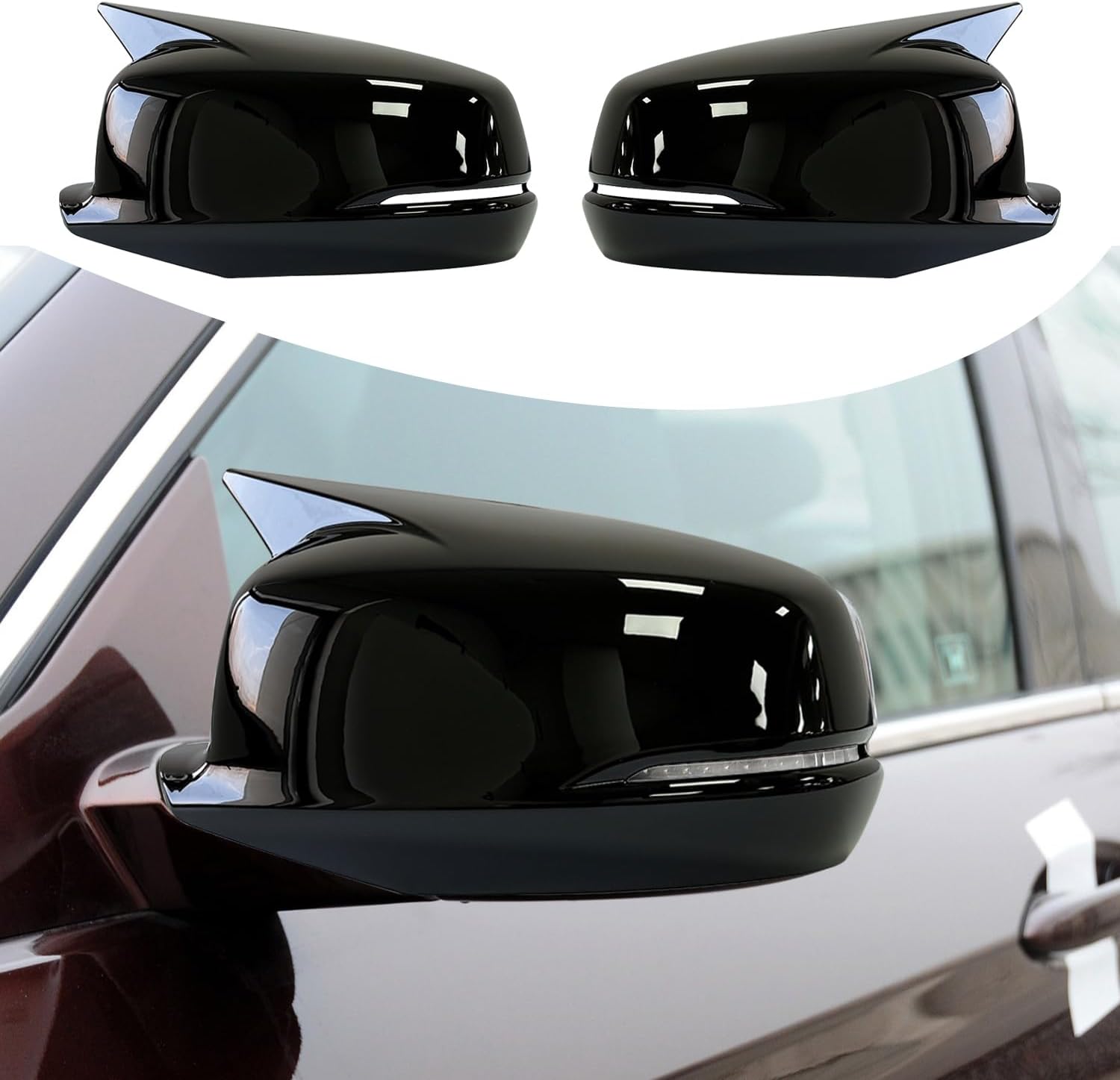 Glossy Black Side Mirror Trim Covers for Honda Accord 2013-2017