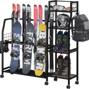 Kikihouse 4-Tier Freestanding Snowboard & Ski Rack