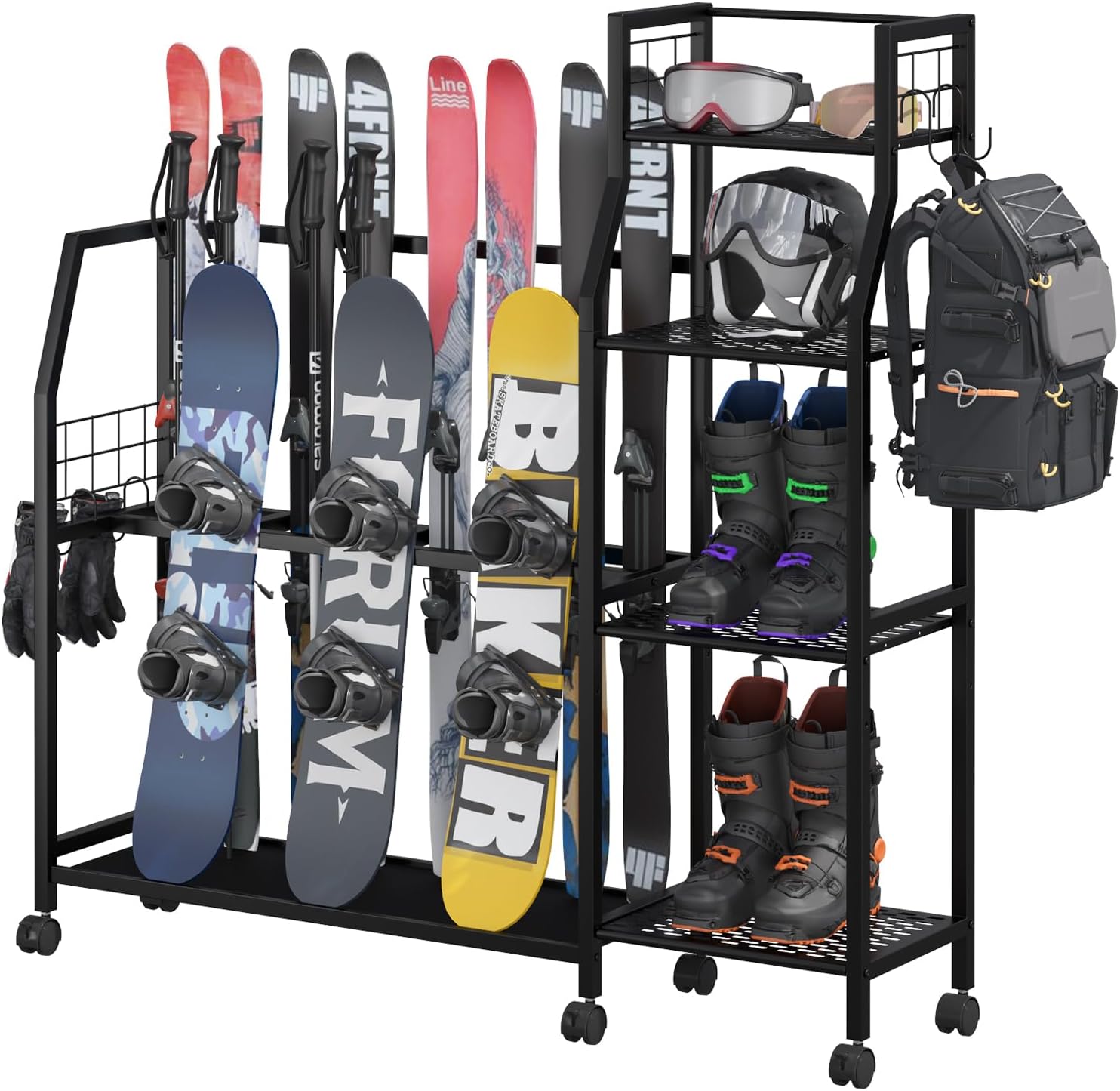 Kikihouse 4-Tier Freestanding Snowboard & Ski Rack