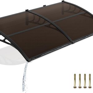 VINGLI 40x80in Door Awning, UV/Rain Protection, Brown & Black
