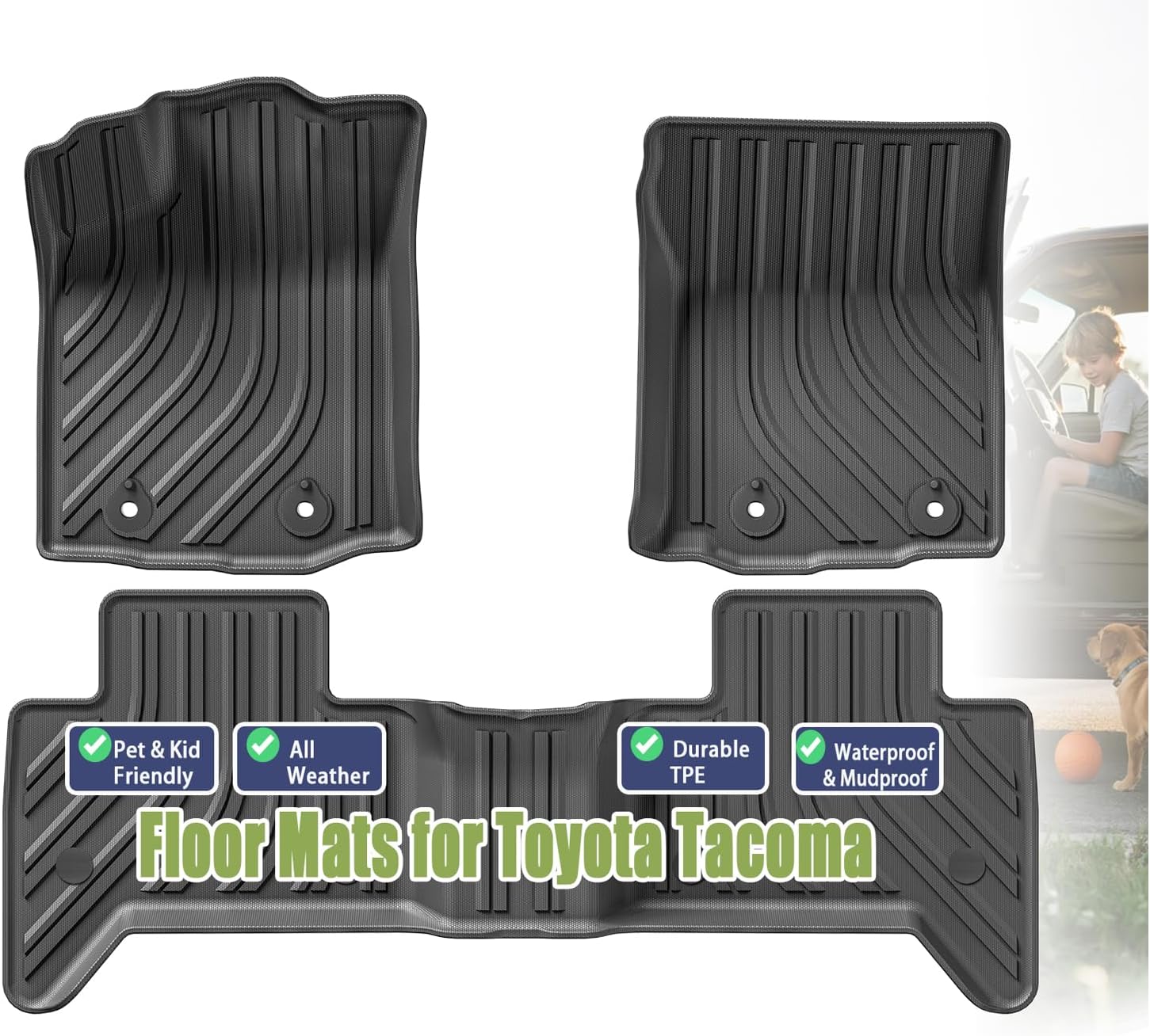 Pyniro TPE Mats for 2016-2023 Tacoma Double Cab