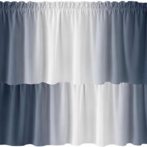 Blue Ombre Window Valances - Set of 2, 52x18"