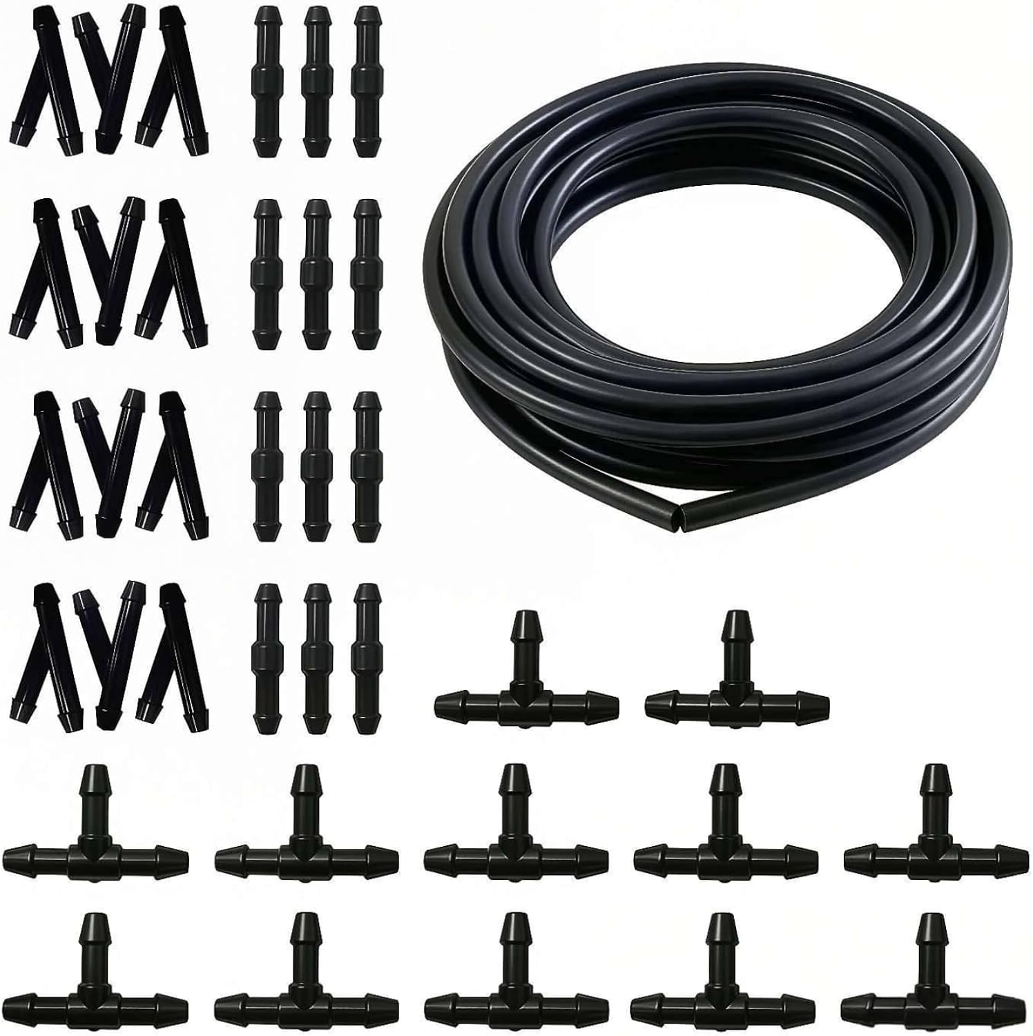 Jeieuia Windshield Washer Hose Kit - 4M Rubber Hose & 36 Connectors