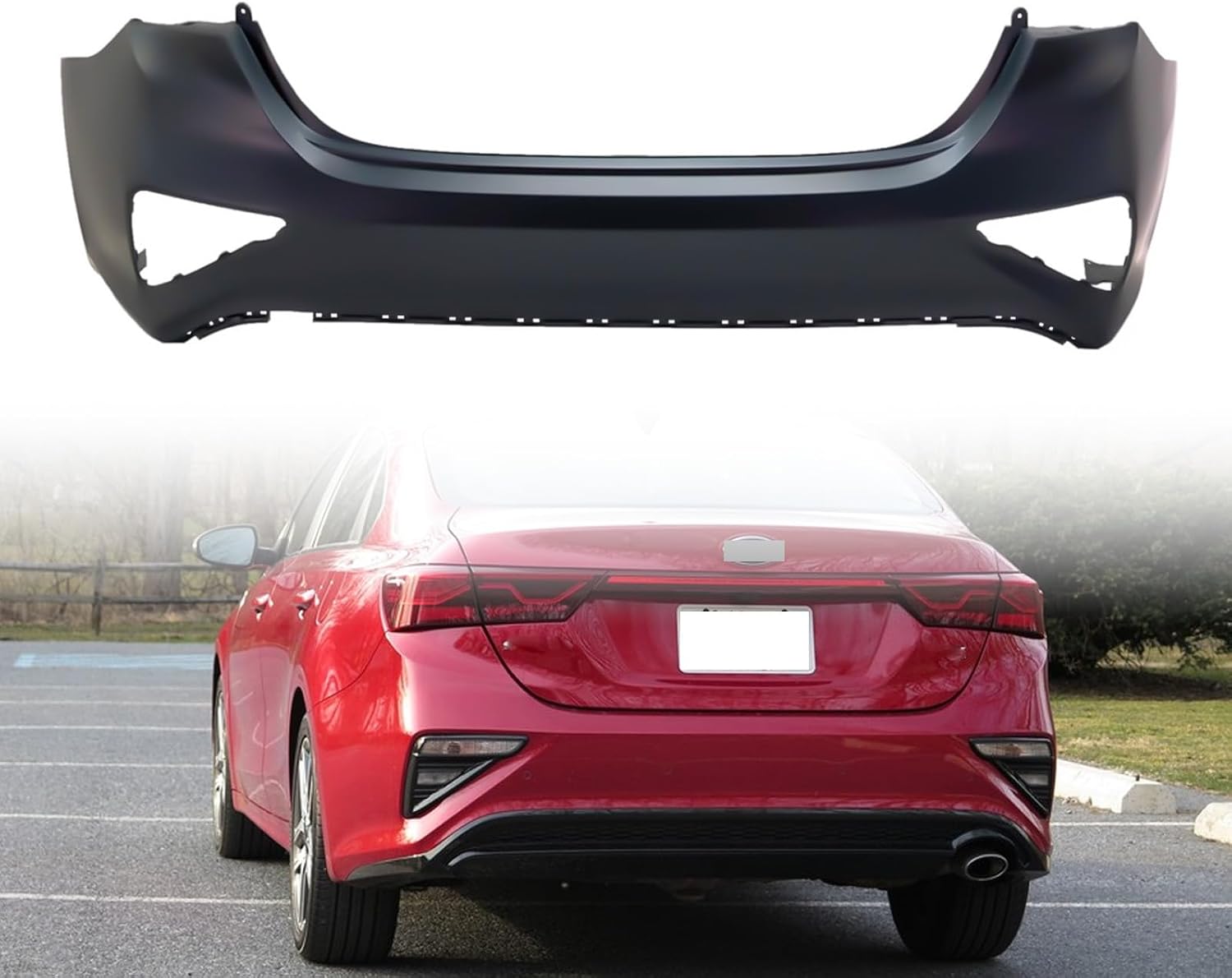Rear Bumper Cover for 2019-2021 Kia Forte (No Sensor Hole)