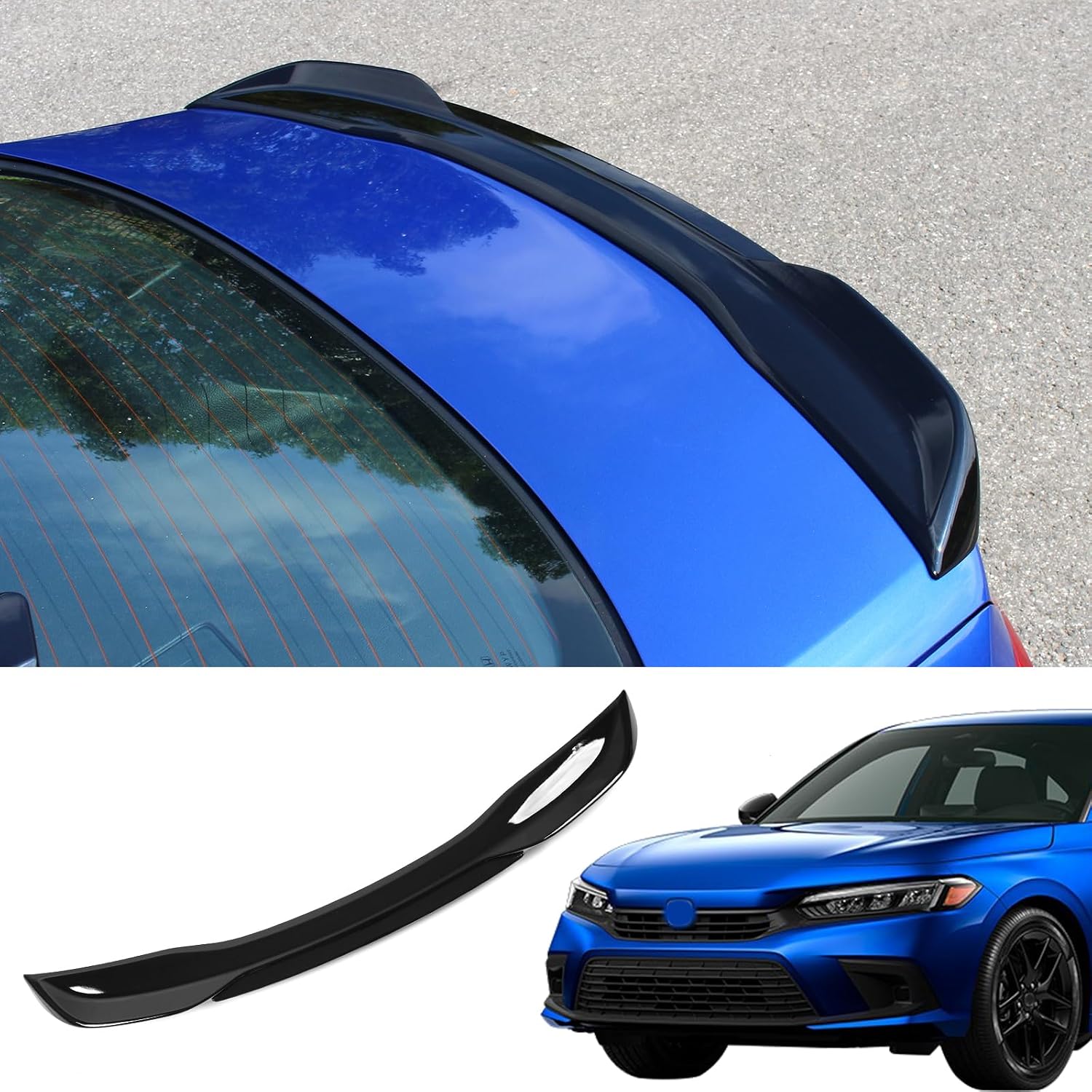 Honda Civic Sedan Rear Spoiler Wing - Glossy Black