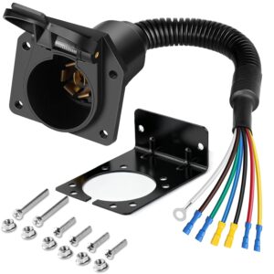 7-Pin Trailer Plug w/ Mounting Bracket - Heavy-Duty & Waterproof