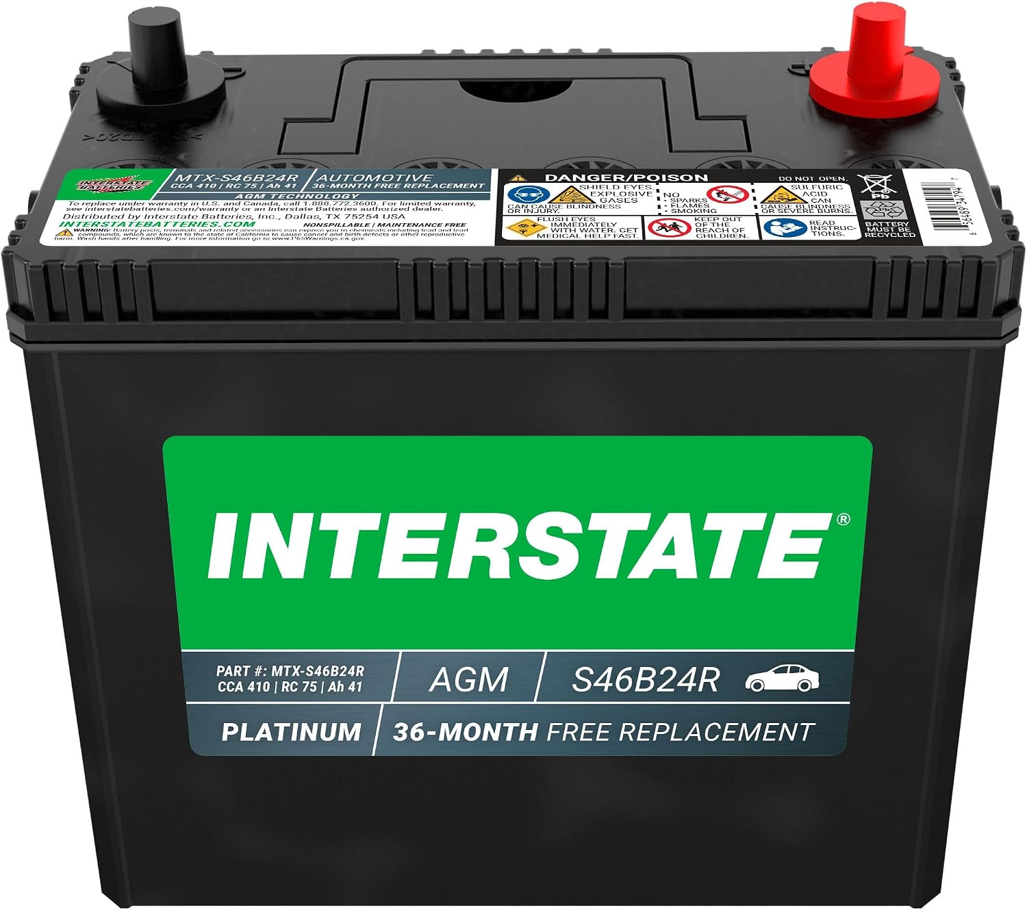 Interstate S46B24R AGM Car Battery Replacement