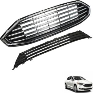 Black Chrome Front Bumper Grille for 2017-2018 Ford Fusion