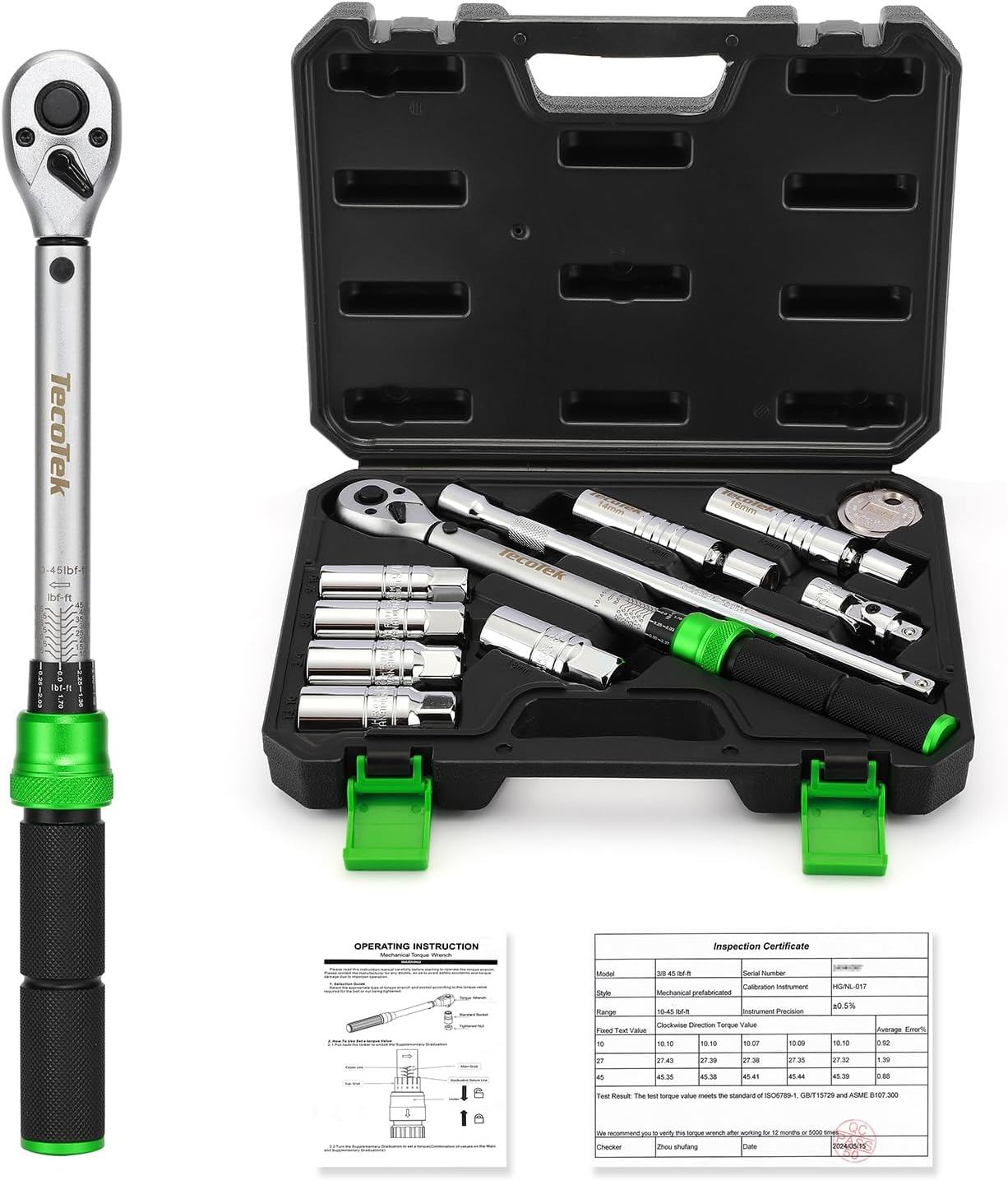 TecoTek 11pc 3/8in Spark Plug Socket Set w/ Torque Wrench