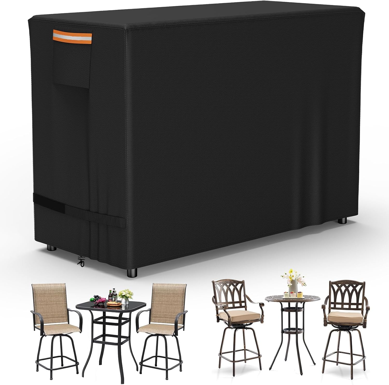 COSHNIBI Heavy-Duty Patio Bar Set Cover - Black