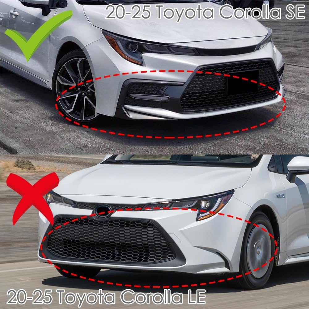 Black ABS Front Bumper Lip & Side Skirts for 2020-2025 Toyota Corolla
