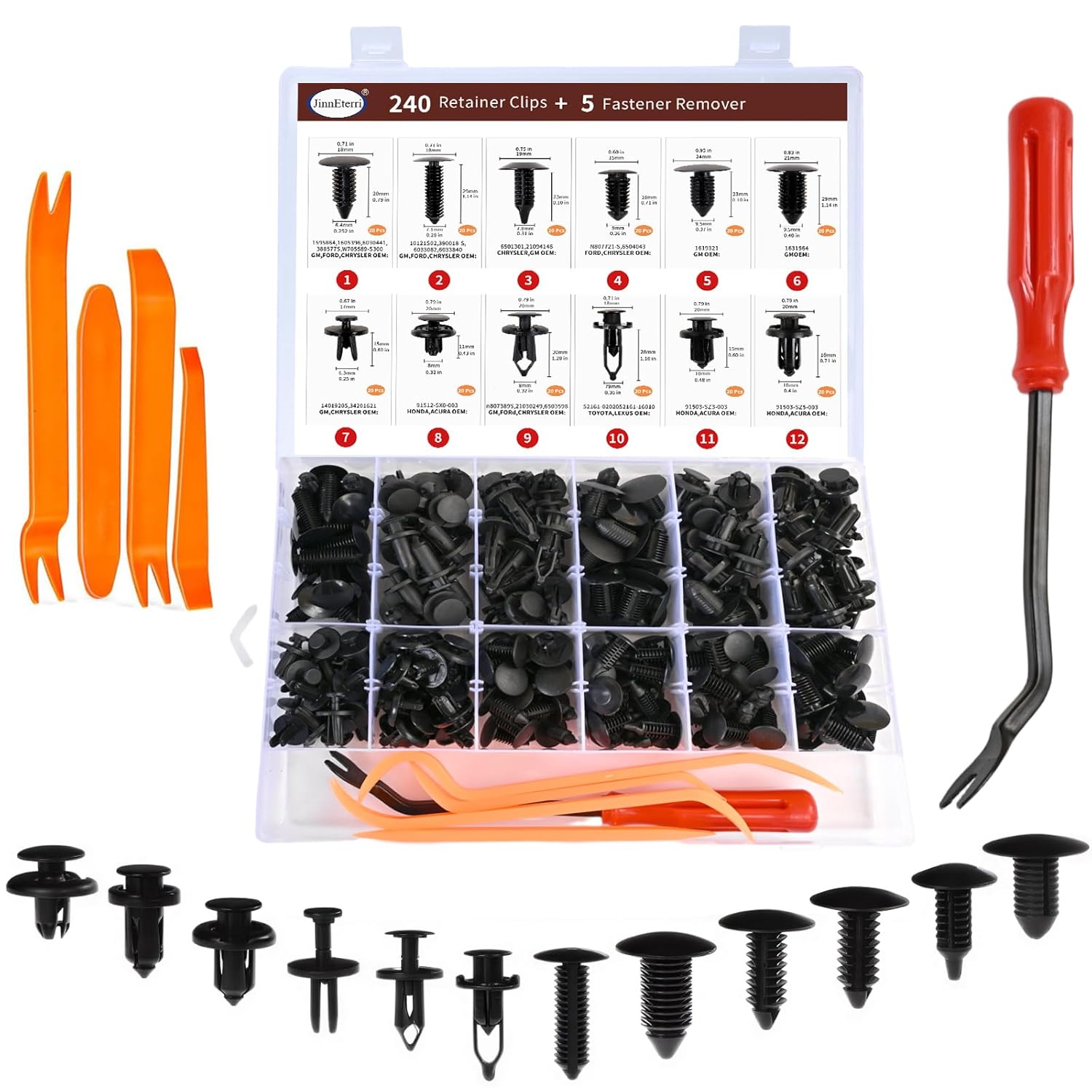 240PCS Auto Bumper Retainer Clips Kit - GM Ford Toyota Honda Chrysler