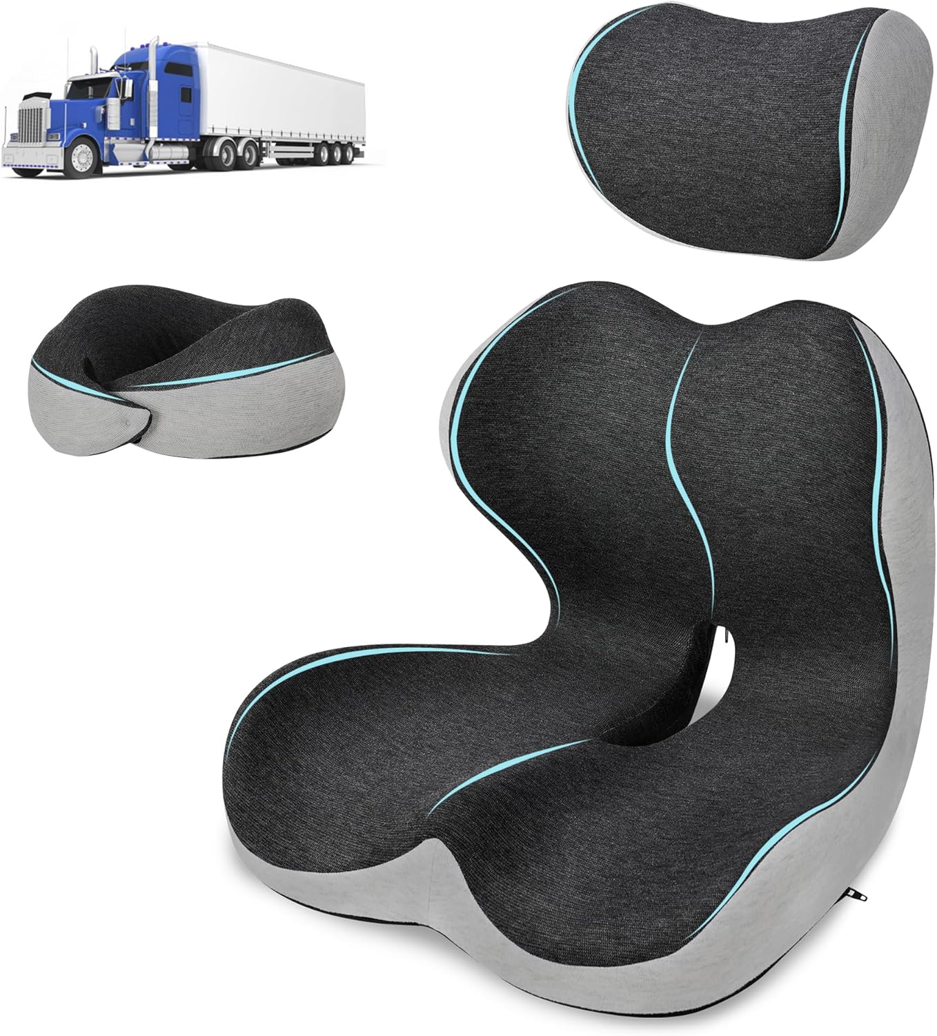 GKTKG Truck Driver Seat Cushion Set - Memory Foam & Neck Pillow