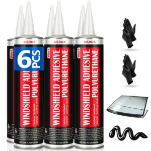 6-Pack LISRUX Windshield Adhesive Sealant Black - 310ml