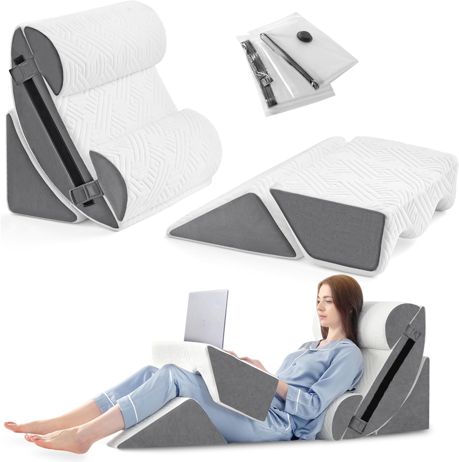 Yojoker Orthopedic Bed Wedge Pillow Set - 6pcs for Pain Relief