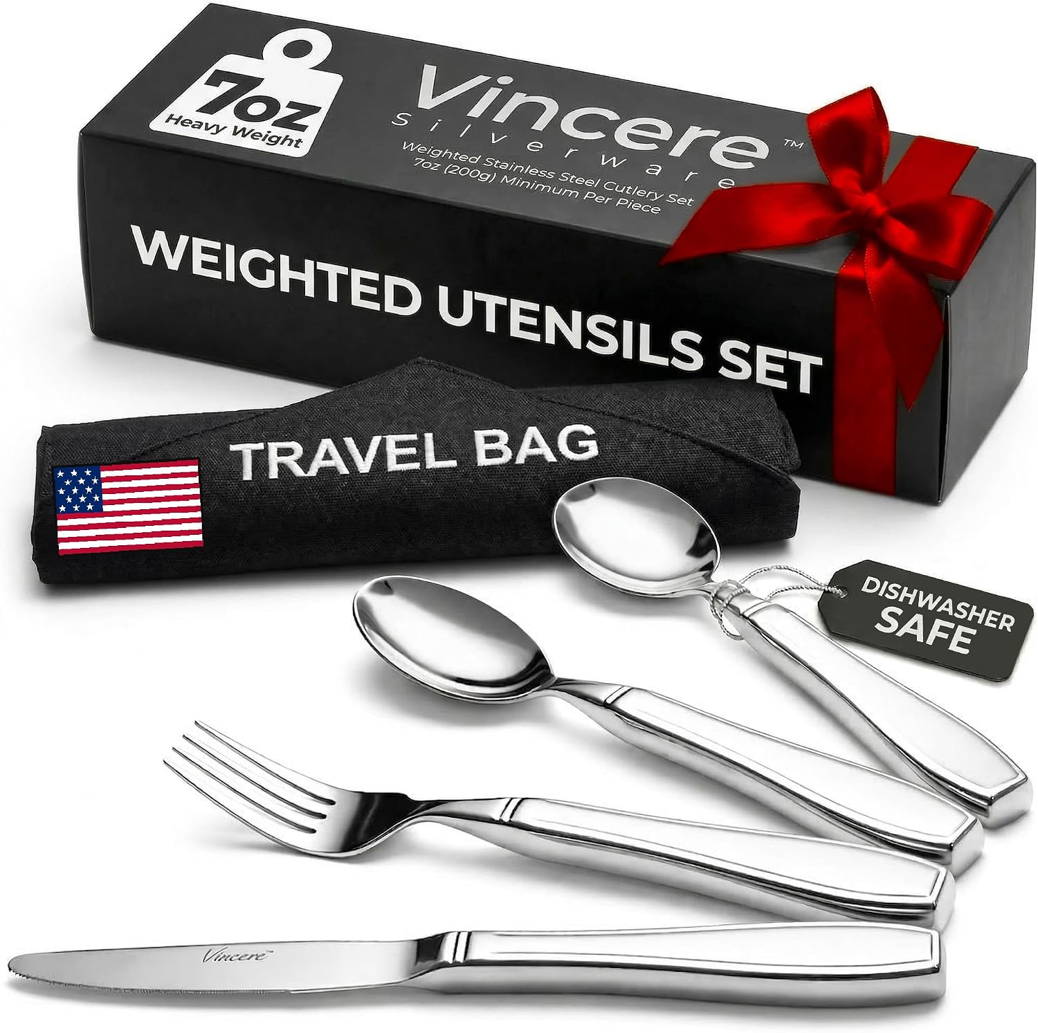 Weighted Utensils for Tremors & Parkinson’s – Heavy Stainless Steel Set