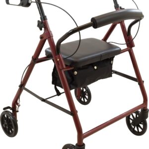 Roscoe ProBasics Rolling Walker - 4 Wheel, Seat & Storage - Burgundy