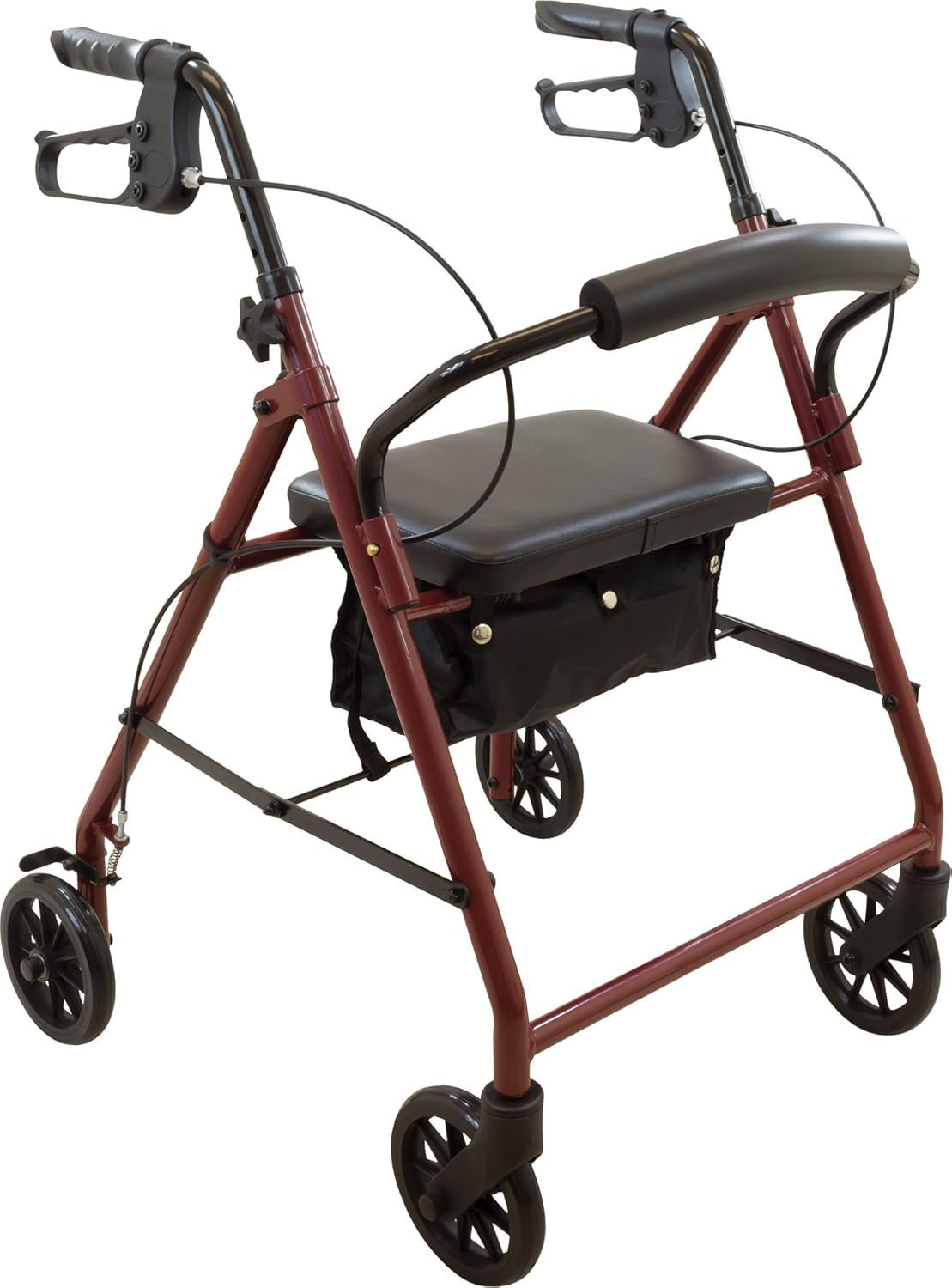 Roscoe ProBasics Rolling Walker - 4 Wheel, Seat & Storage - Burgundy