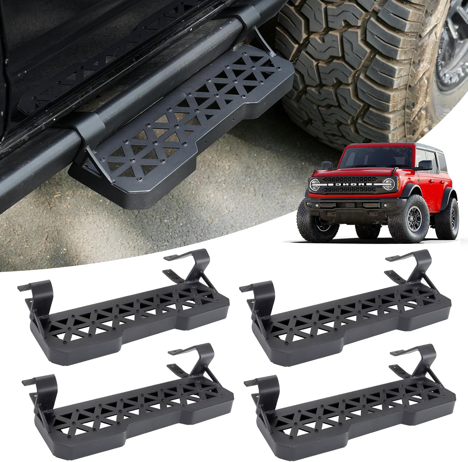 4PCS Z-Steps Side Steps for Ford Bronco 2021-2025