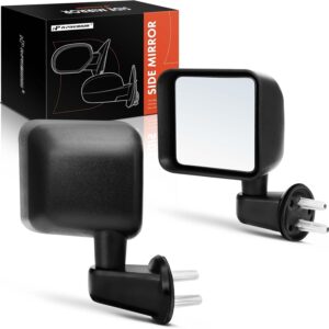 A-Premium Black Manual Side Mirrors for Jeep Wrangler JK 2007-2017