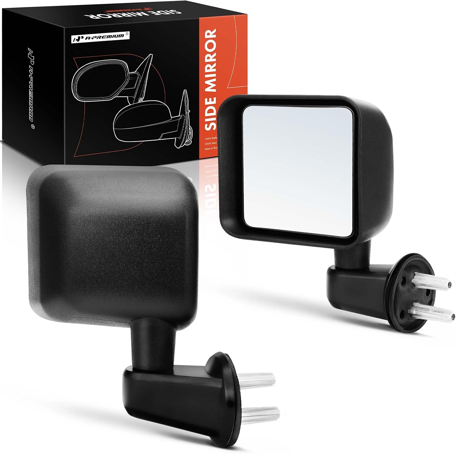 A-Premium Black Manual Side Mirrors for Jeep Wrangler JK 2007-2017