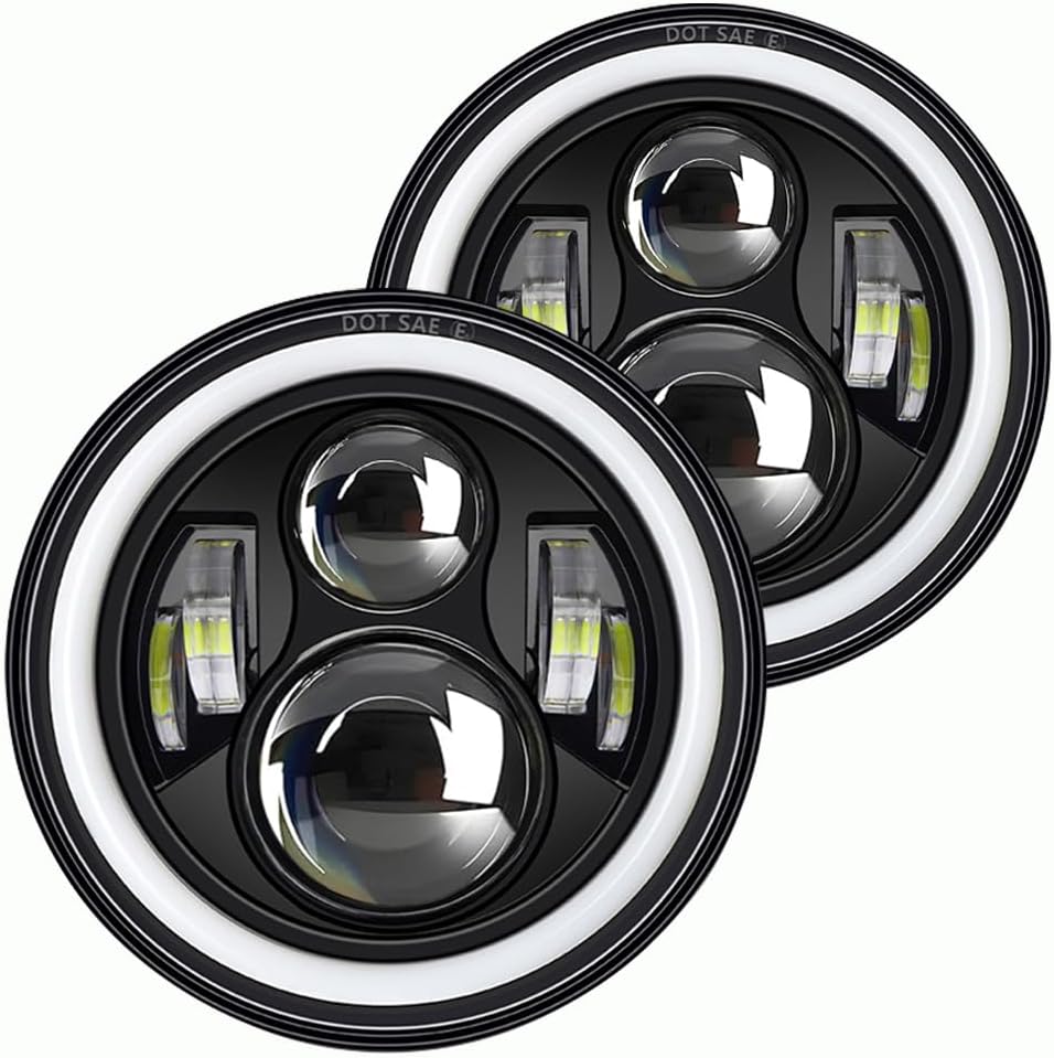 2PCS 7" LED Headlights DRL Compatible with Jeep Wrangler & More