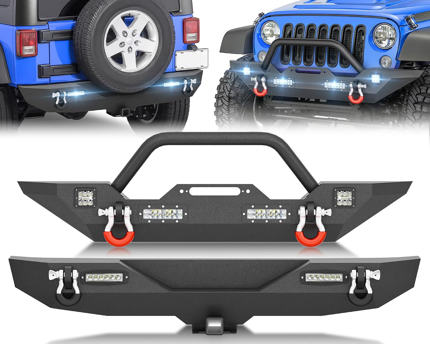 EYOUHZ Bumper Set for Jeep Wrangler JK 2007-2018