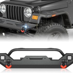 YZONA Front Bumper for Jeep Wrangler TJ/LJ/YJ w/ LED Lights