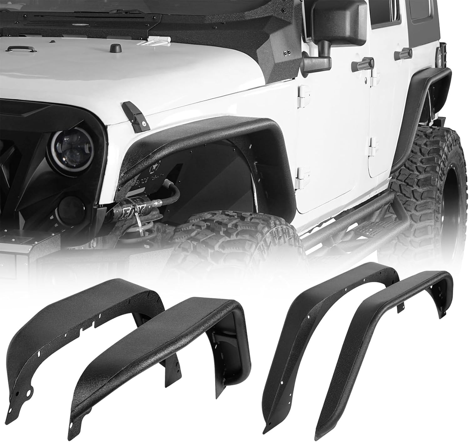 Hooke Road JK Flat Fender Flares for Jeep Wrangler JK/JKU
