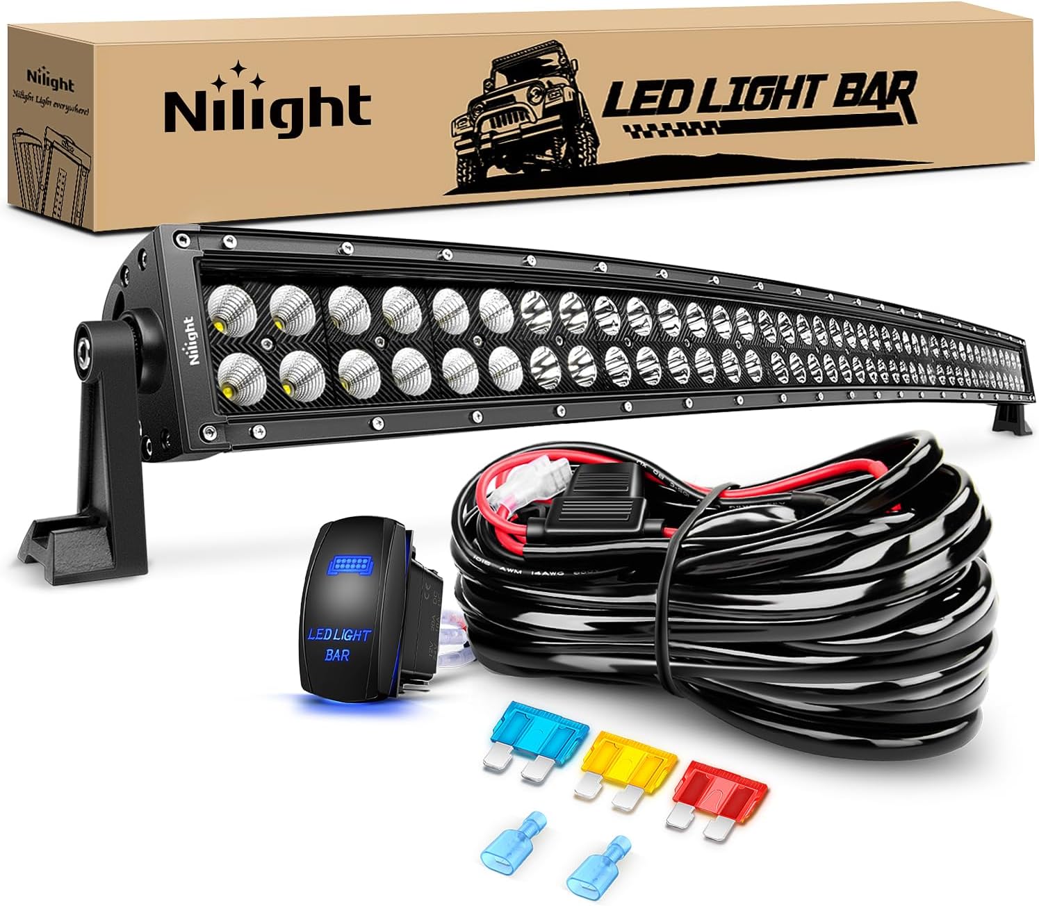 Nilight 240W LED Light Bar Kit for Off-Road Vehicles