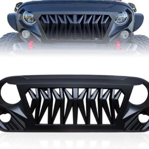 CarPartsDepot Matte Black Shark Grille for Jeep Wrangler JK 2007-2018