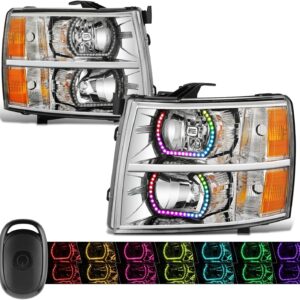 DNA MOTORING RGB LED Headlights for Chevy Silverado 2007-2014