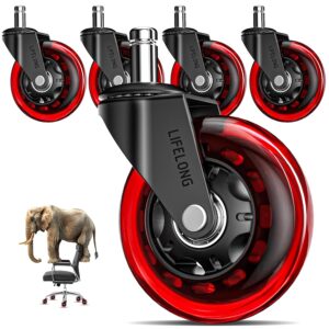 Lifelong Heavy-Duty Chair Wheels, Set of 5 (Red)