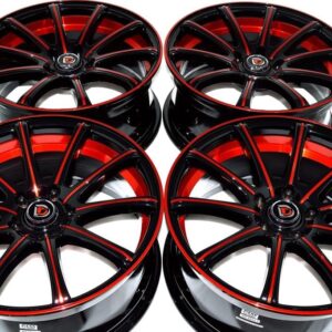 Drift Dynamics 18" Elite Wheels - Black/Red Finish (Set of 4)