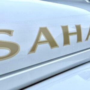 Jeep Wrangler JK Sahara Hood Emblems - Gold w/Tan Outline