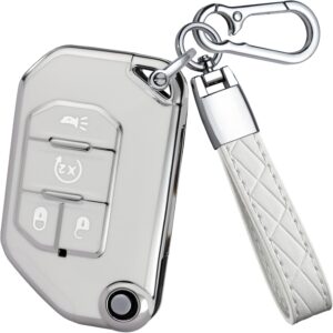 White TPU Key Fob Cover for Jeep Wrangler/JT Gladiator