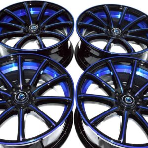 Drift Dynamics Elite 18x8 Black W/ Blue Accent Wheels (Set of 4)