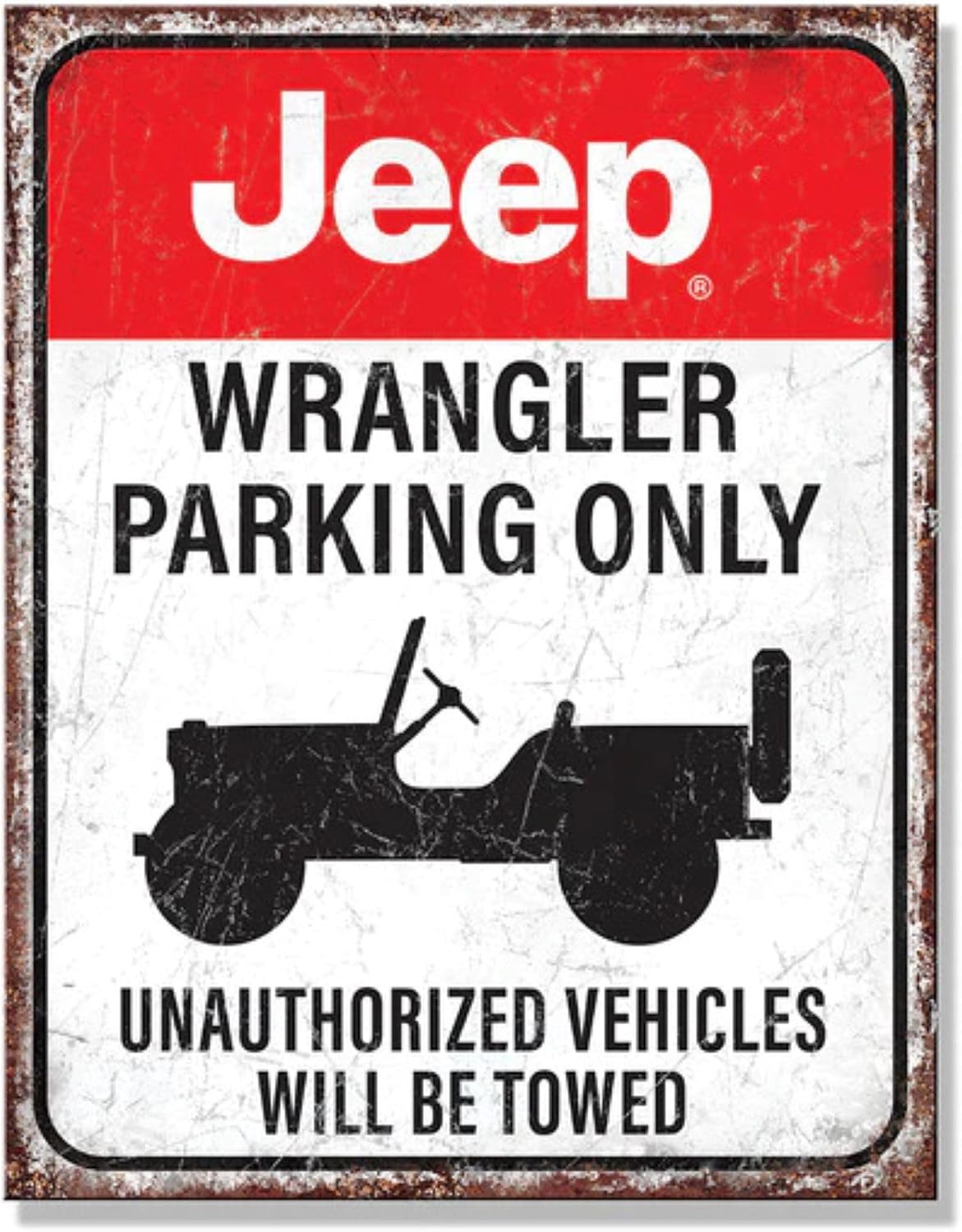 Jeep Wrangler Metal Parking Sign – 12.5" x 16"