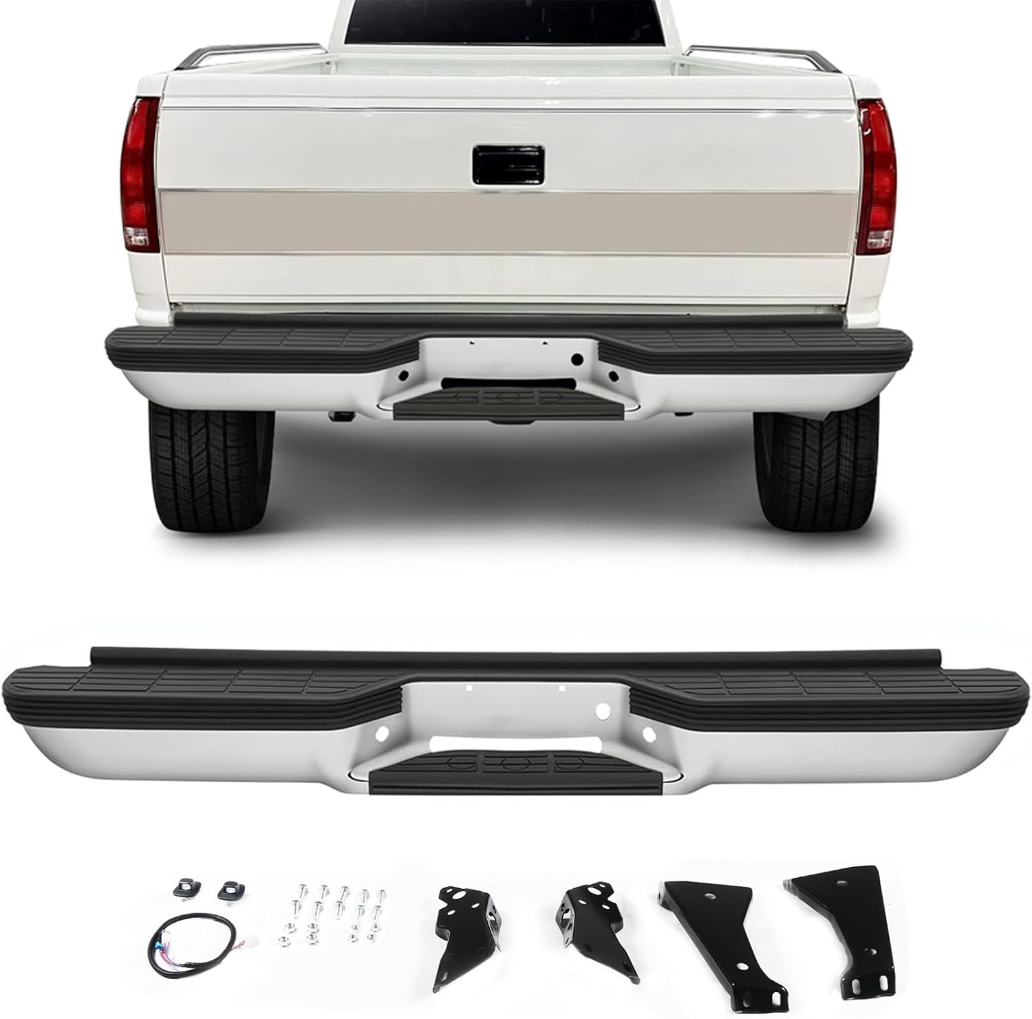 Chrome Rear Step Bumper for '88-'00 Chevy/GMC C1500-C2500