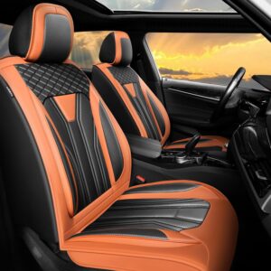 Conjie Leather Jeep Wrangler Seat Covers 2010-2025 - Orange/Black
