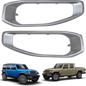 Silver Fog Lamp Bezels for 2018-2026 Jeep Wrangler & Gladiator