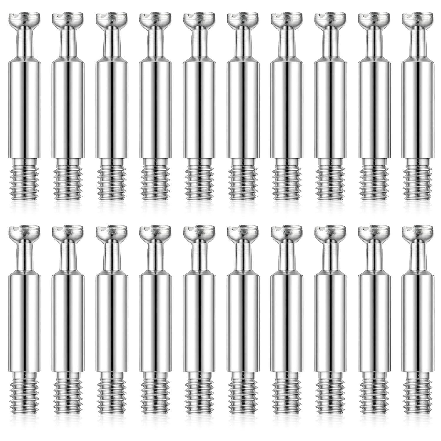 20pcs Furniture Cam Bolts Silver Zinc-Plated Fasteners