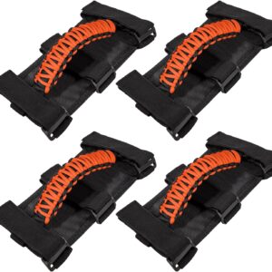 4-Pack Jeep Wrangler Grab Handles w/Paracord - Orange