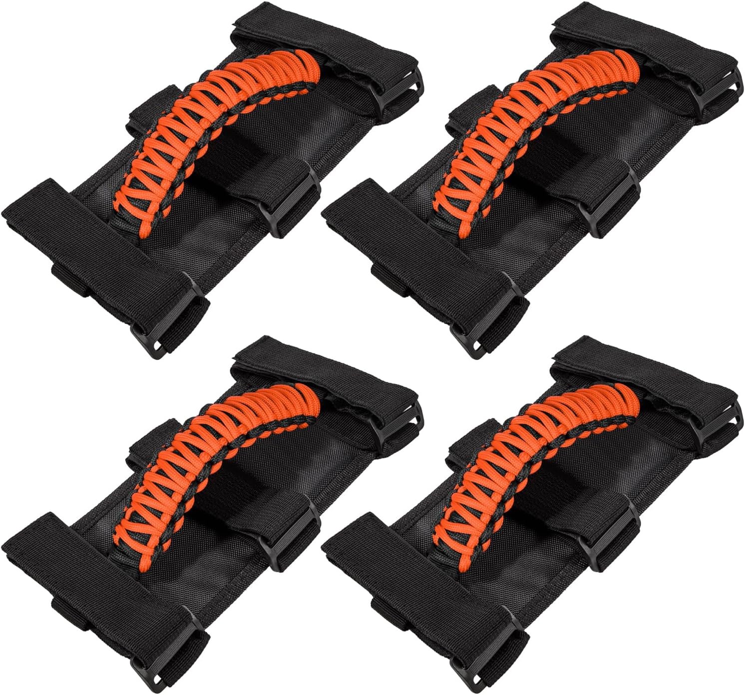 4-Pack Jeep Wrangler Grab Handles w/Paracord - Orange