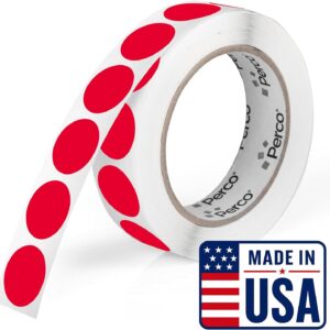 Perco Red 1-Inch Circle Stickers, 1000ct Roll - Perfect for Alerts