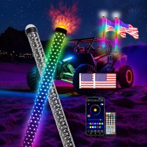 2PCS 3FT Fat Whip LED Lights w/ Remote & APP Control