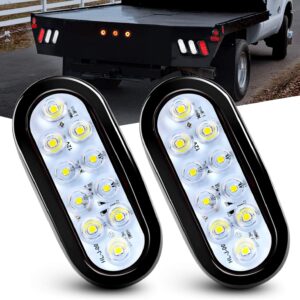 Nilight 6" Oval White Trailer Lights, 2PCS IP67 LED