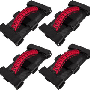 Jeep Wrangler Roll Bar Handles - 4 Pack Red (550 Paracord)